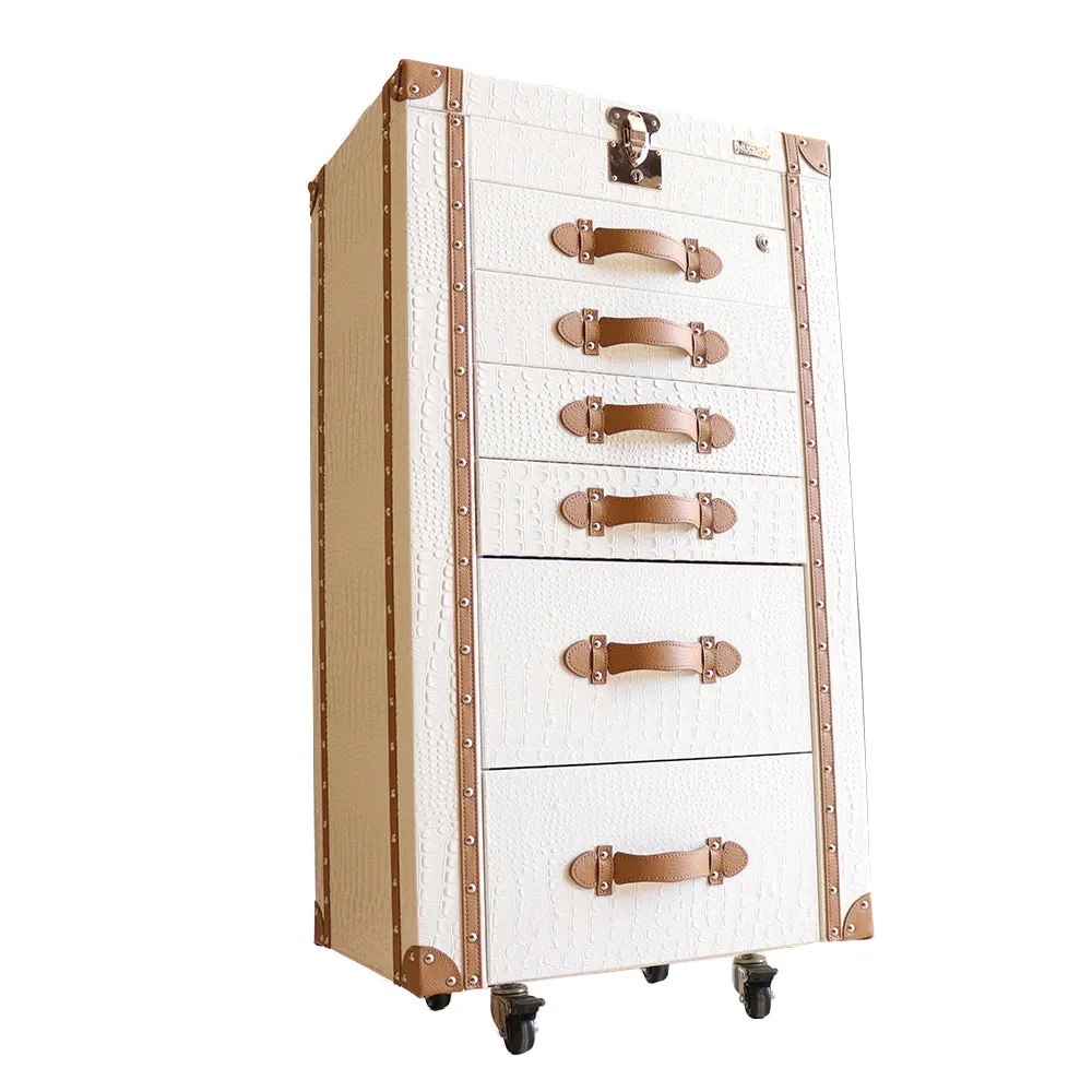 Artisan Big Jewelery Cabinet White Croco Brown