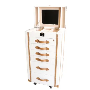 Artisan Big Jewelery Cabinet White Croco Brown