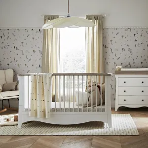 CuddleCo Clara 2 Piece Nursery Furniture Set (Cot Bed & Dresser) - White & Ash