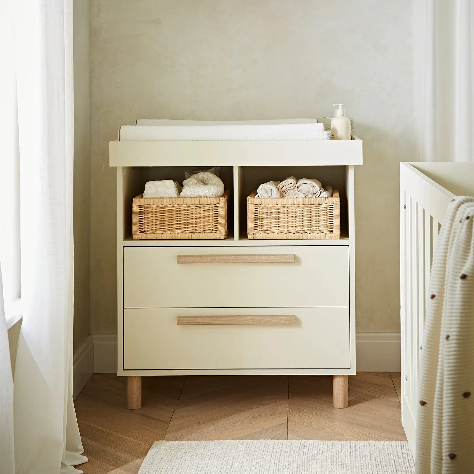 CuddleCo Harper 3 Piece Nursery Furniture Set - Cream & Ash