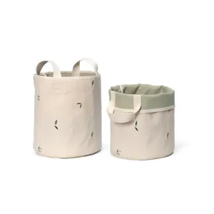 Dear April Toto Small Embroidered Storage Baskets 2 Pack - Leaves