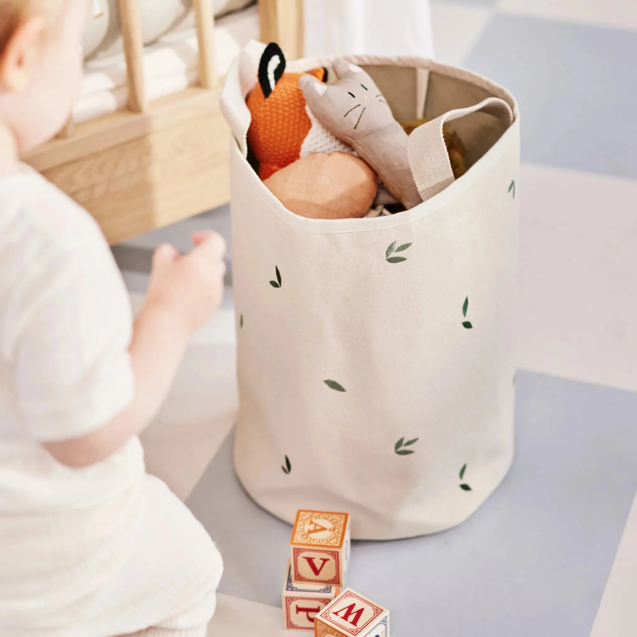 Dear April Toto Small Embroidered Storage Baskets 2 Pack - Leaves