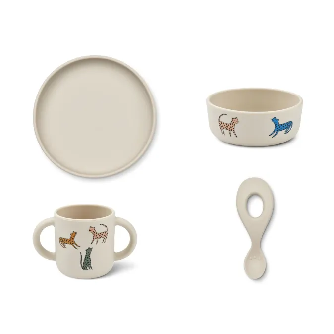 Liewood Vivi Silicone Dinner Set - Leopard Multi Mix