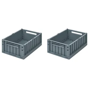 Liewood Weston Medium Storage Crate Set of 2 - Whale Blue