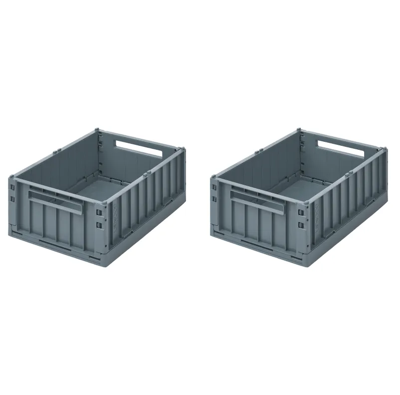 Liewood Weston Medium Storage Crate Set of 2 - Whale Blue
