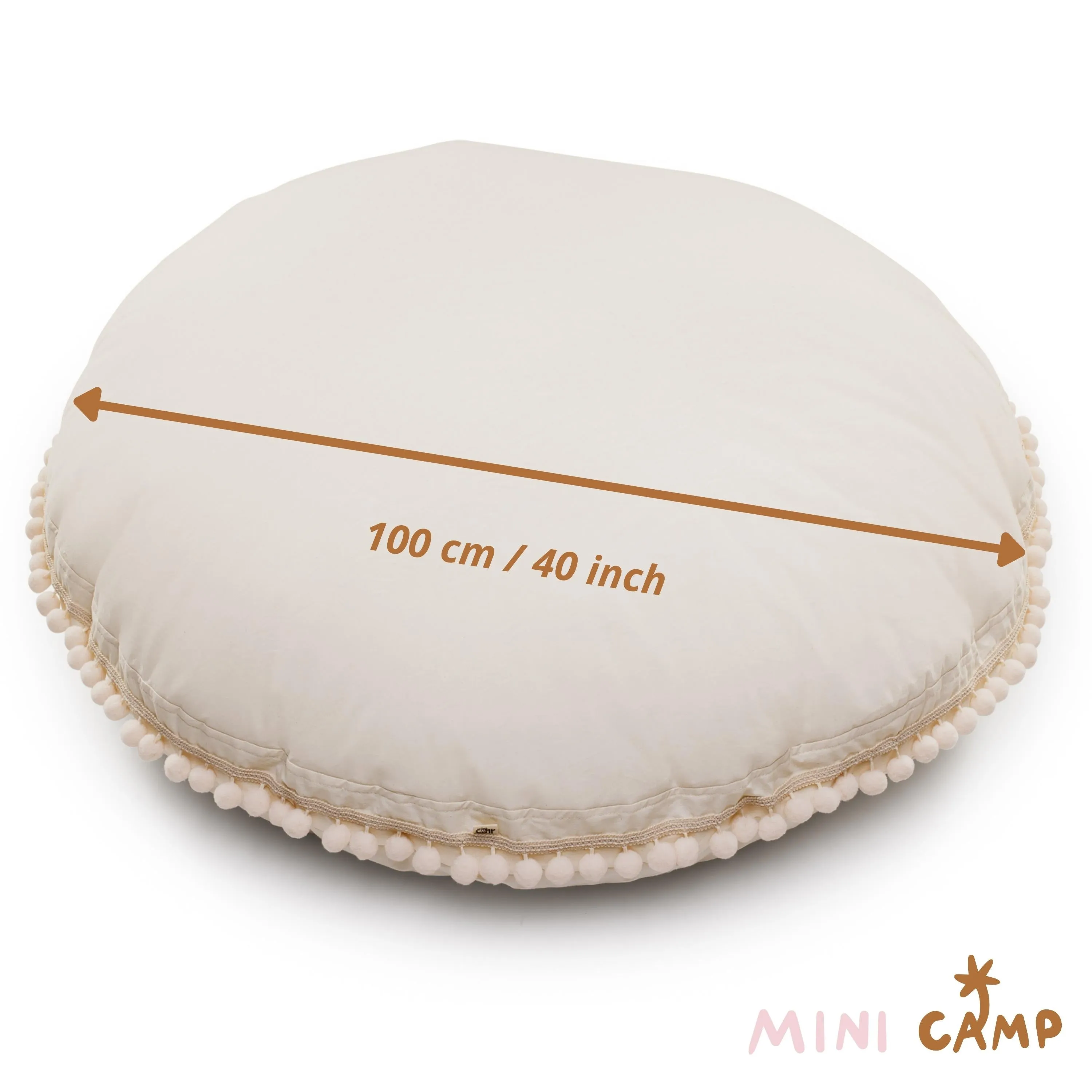 MiniCamp Big Floor Cushion With Pom Poms - Ecru