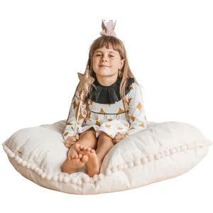 MiniCamp Big Floor Cushion With Pom Poms - Ecru