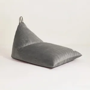Nobodinoz Essaouira Velvet Beanbag - Slate Grey