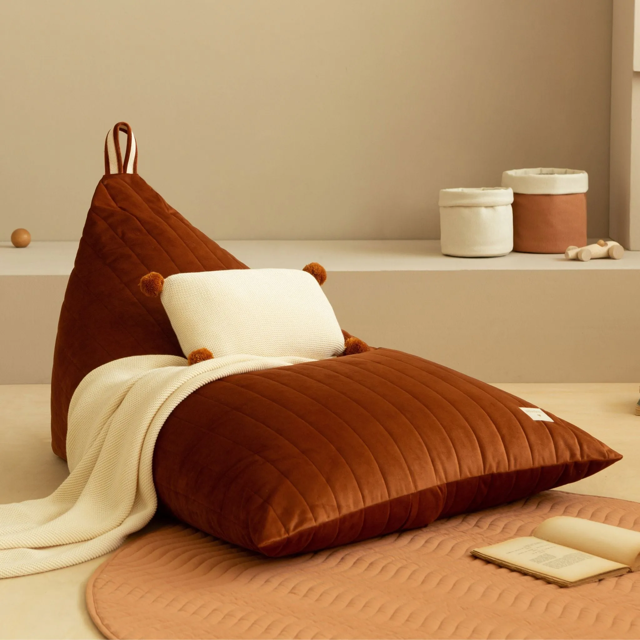 Nobodinoz Essaouira Velvet Beanbag - Wild Brown