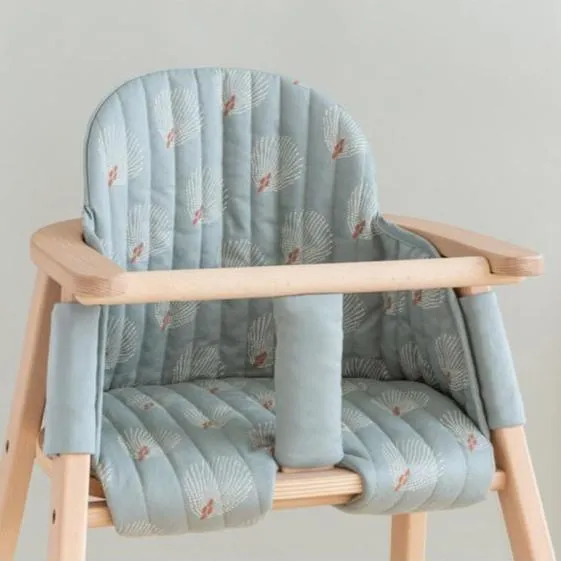 Nobodinoz Growing Green High Chair Cushion - White Gatsby / Antique Green