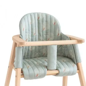 Nobodinoz Growing Green High Chair Cushion - White Gatsby / Antique Green