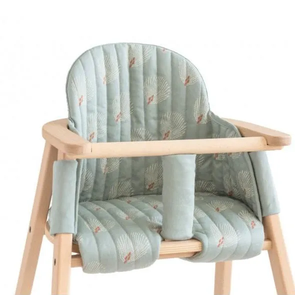 Nobodinoz Growing Green High Chair Cushion - White Gatsby / Antique Green