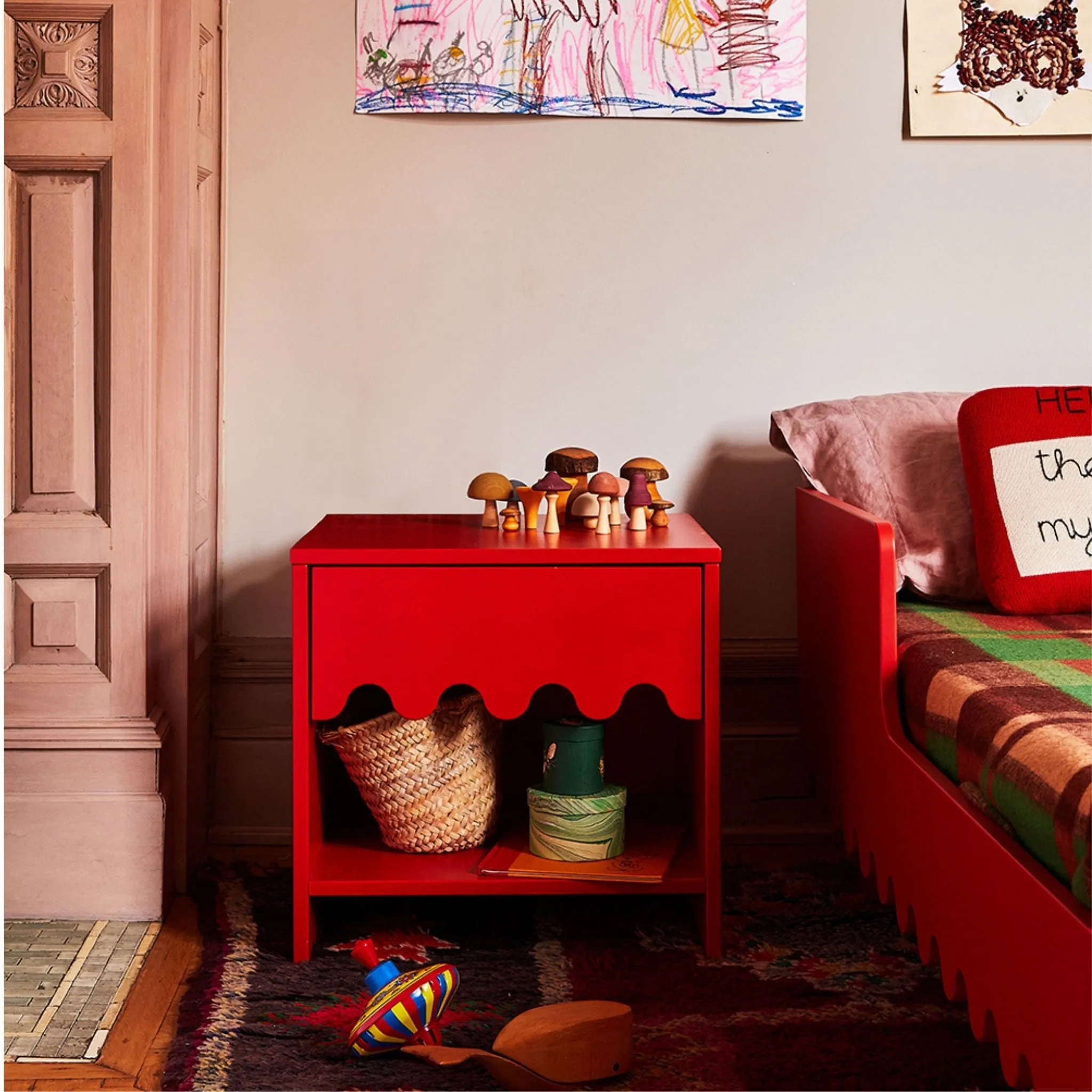 Oeuf NYC Moss Bedside Table - Tomato