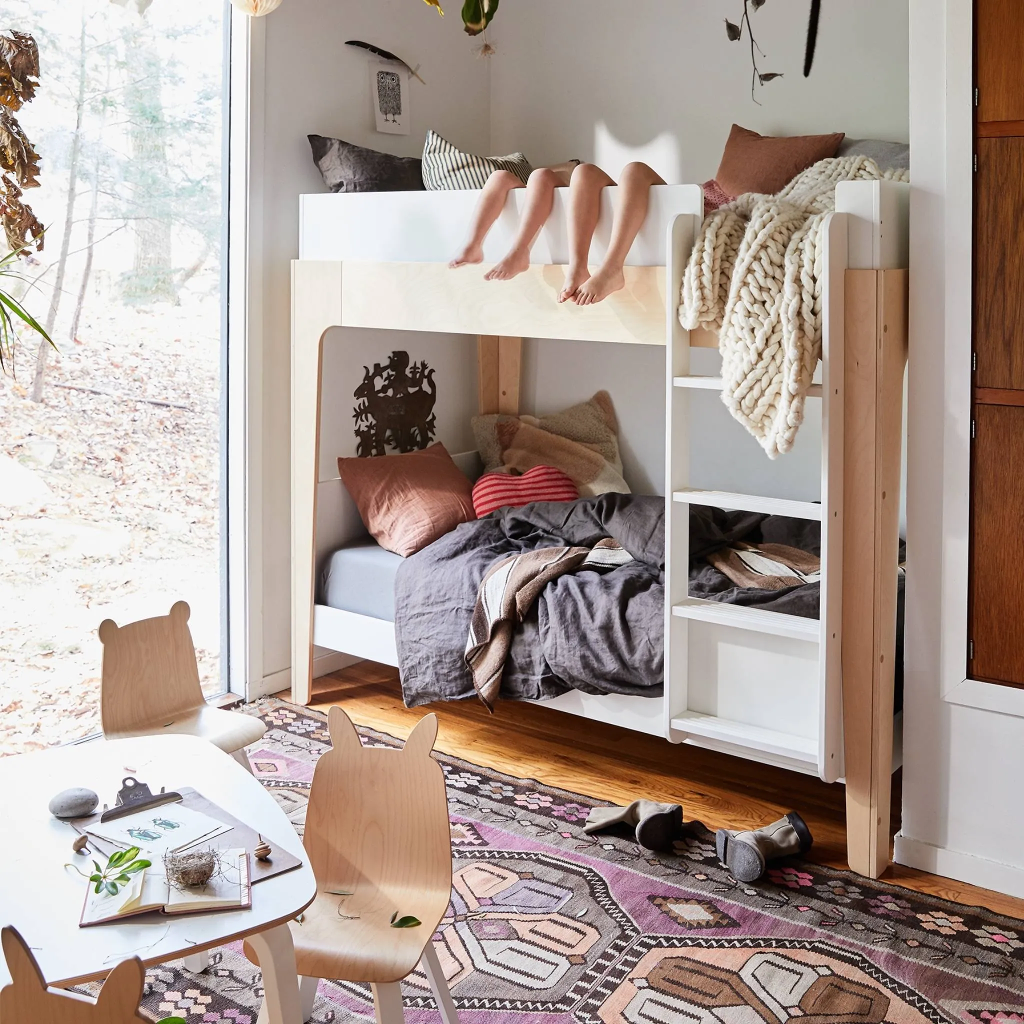 Oeuf NYC Perch Bunk Bed - White/Birch