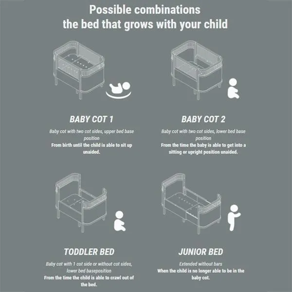Sebra Cot Bed Baby & Jr. - Classic Grey