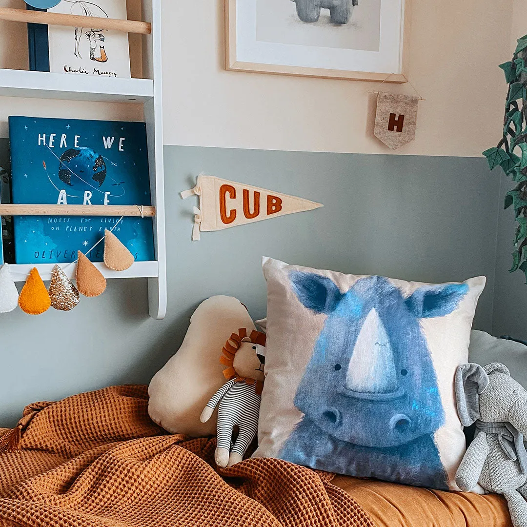 Tigercub Prints - Rhino Nursery Cushion Cover