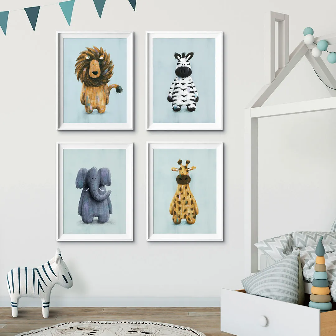 Tigercub Prints Safari Friends Set of 4 Nursery Prints