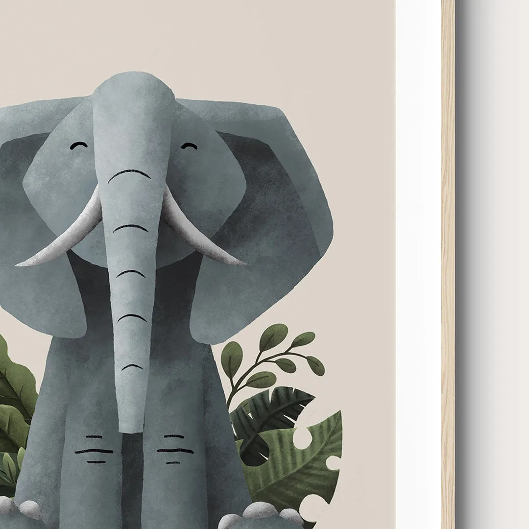 Tigercub Prints - Scandi Elephant Safari Nursery Print
