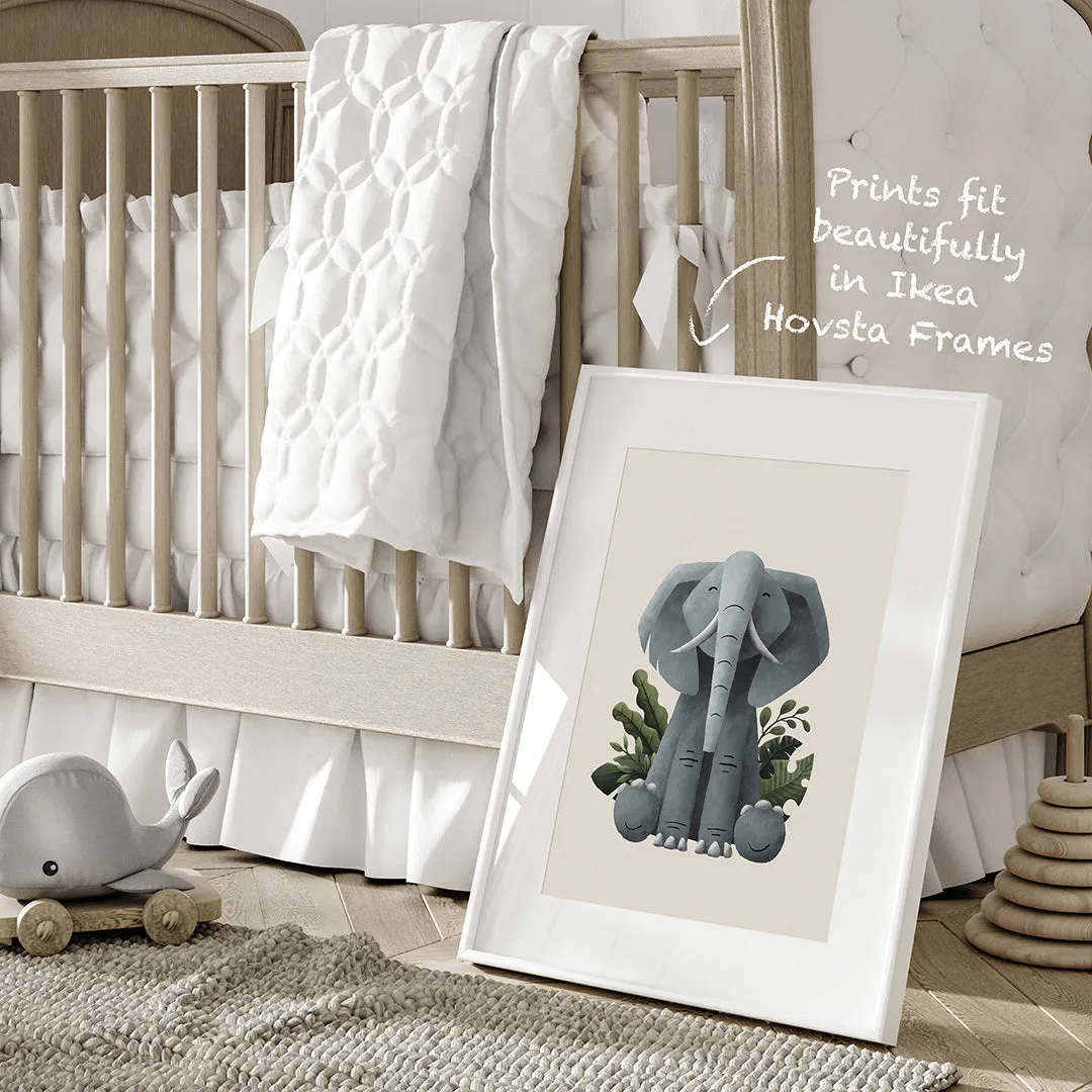 Tigercub Prints - Scandi Elephant Safari Nursery Print
