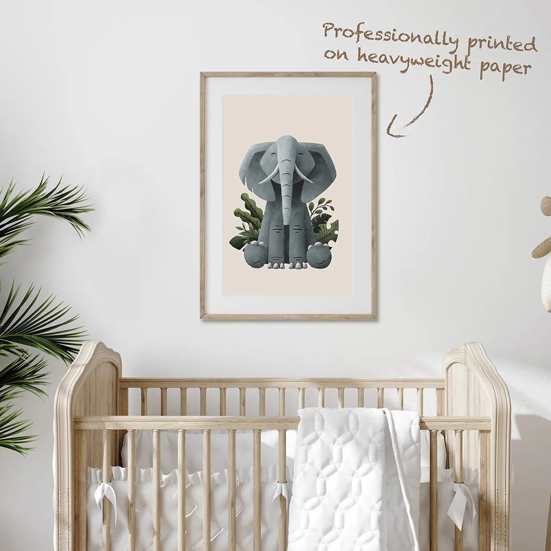 Tigercub Prints - Scandi Elephant Safari Nursery Print
