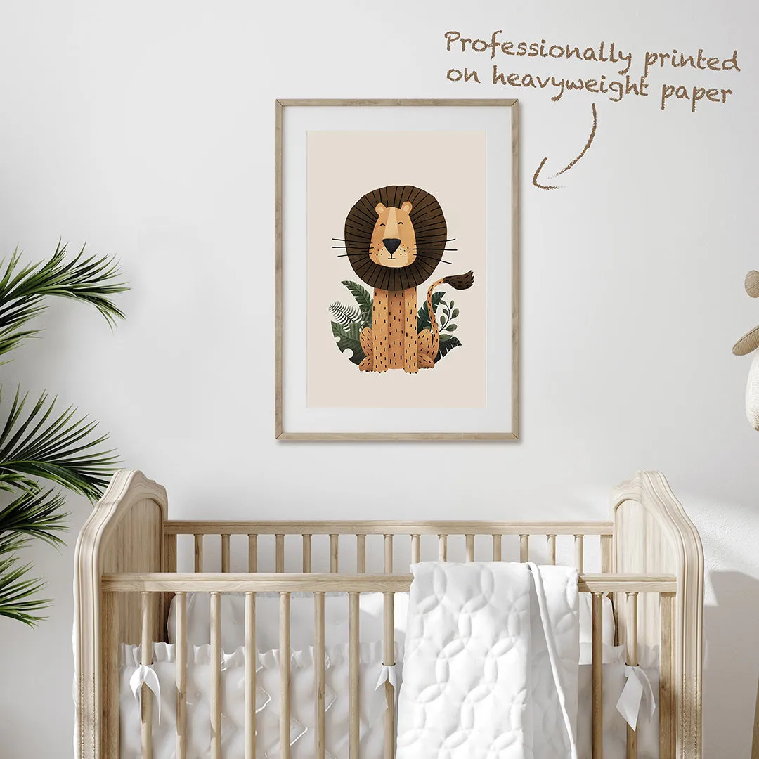 Tigercub Prints - Scandi Lion Safari Nursery Print