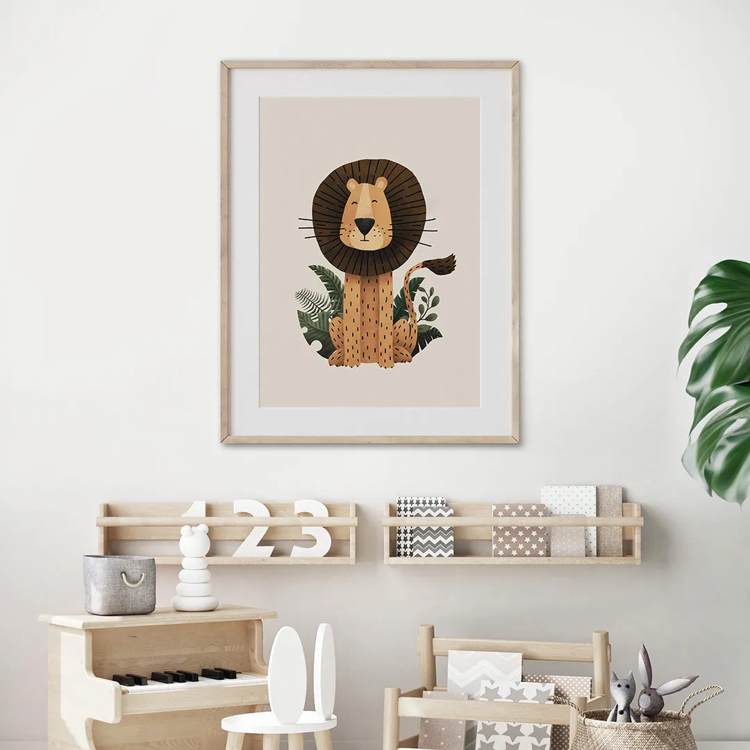 Tigercub Prints - Scandi Lion Safari Nursery Print