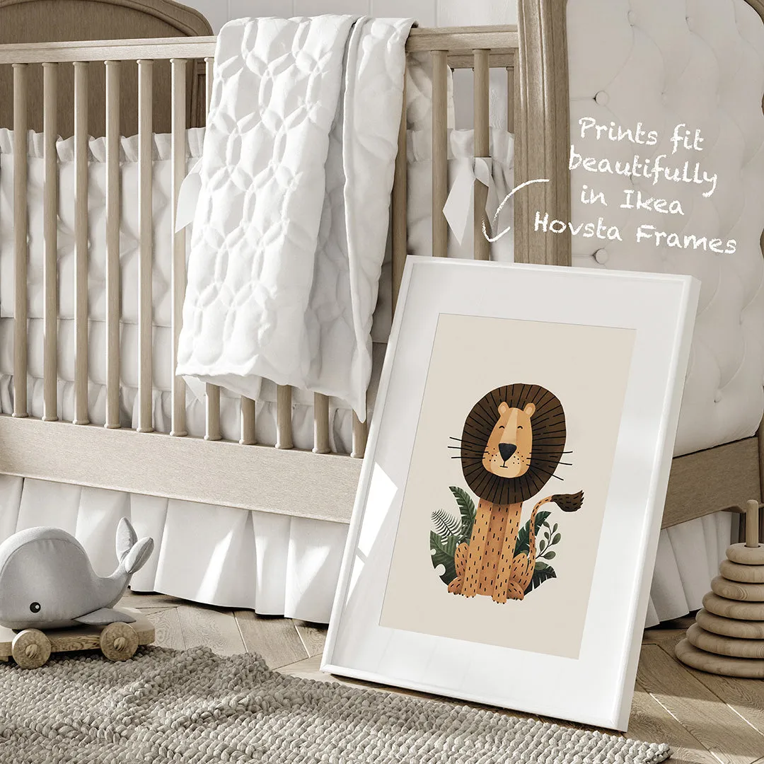 Tigercub Prints - Scandi Lion Safari Nursery Print
