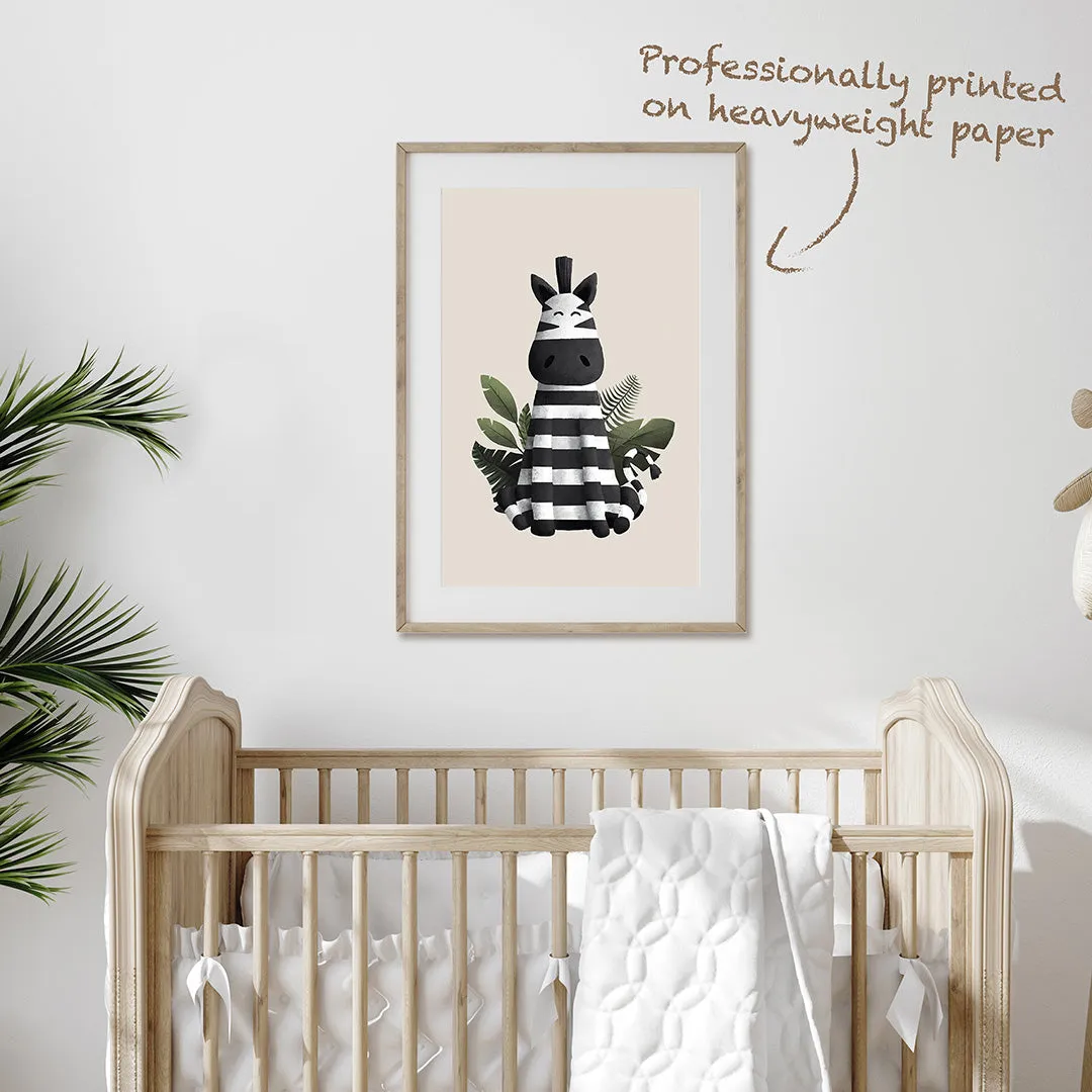 Tigercub Prints - Scandi Zebra Safari Nursery Print