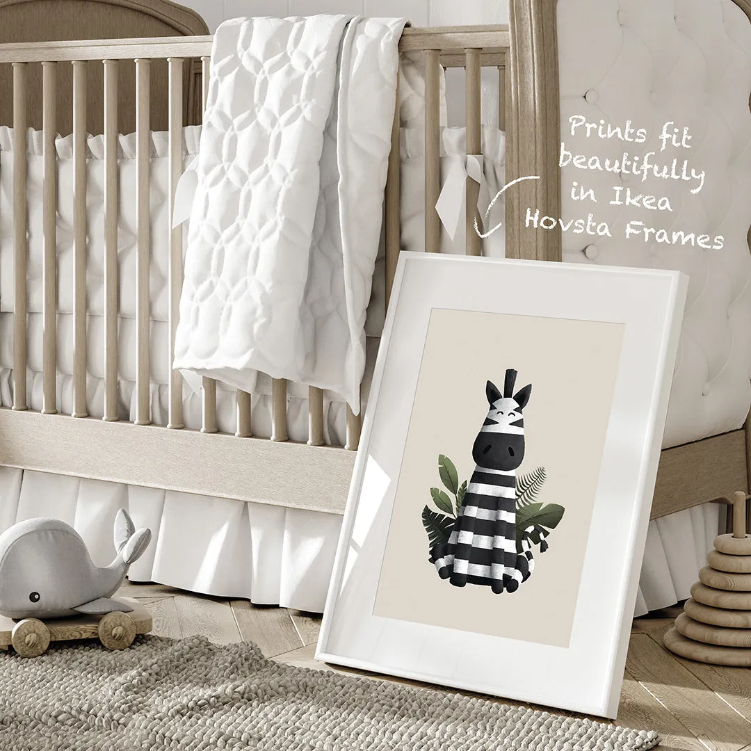 Tigercub Prints - Scandi Zebra Safari Nursery Print