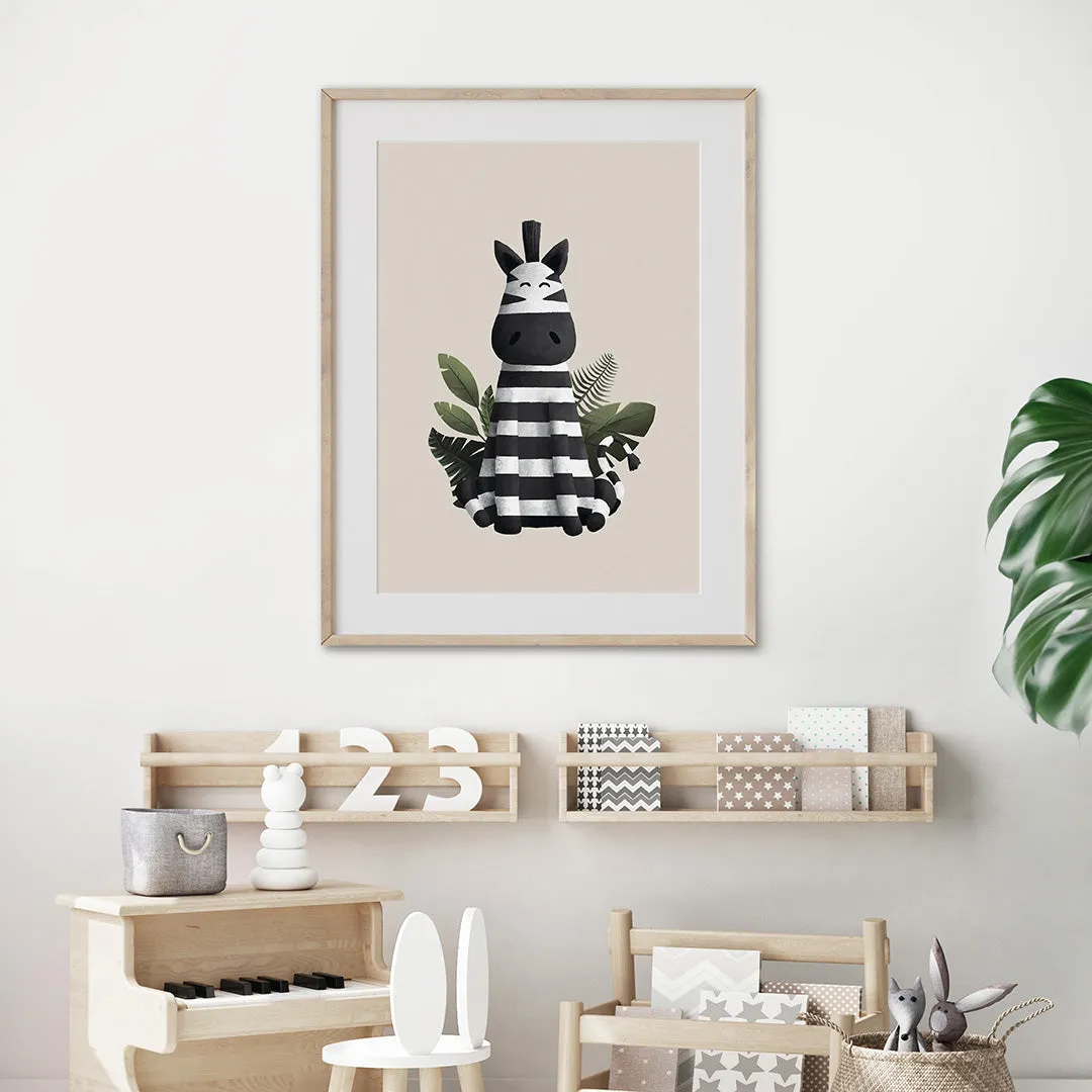 Tigercub Prints - Scandi Zebra Safari Nursery Print
