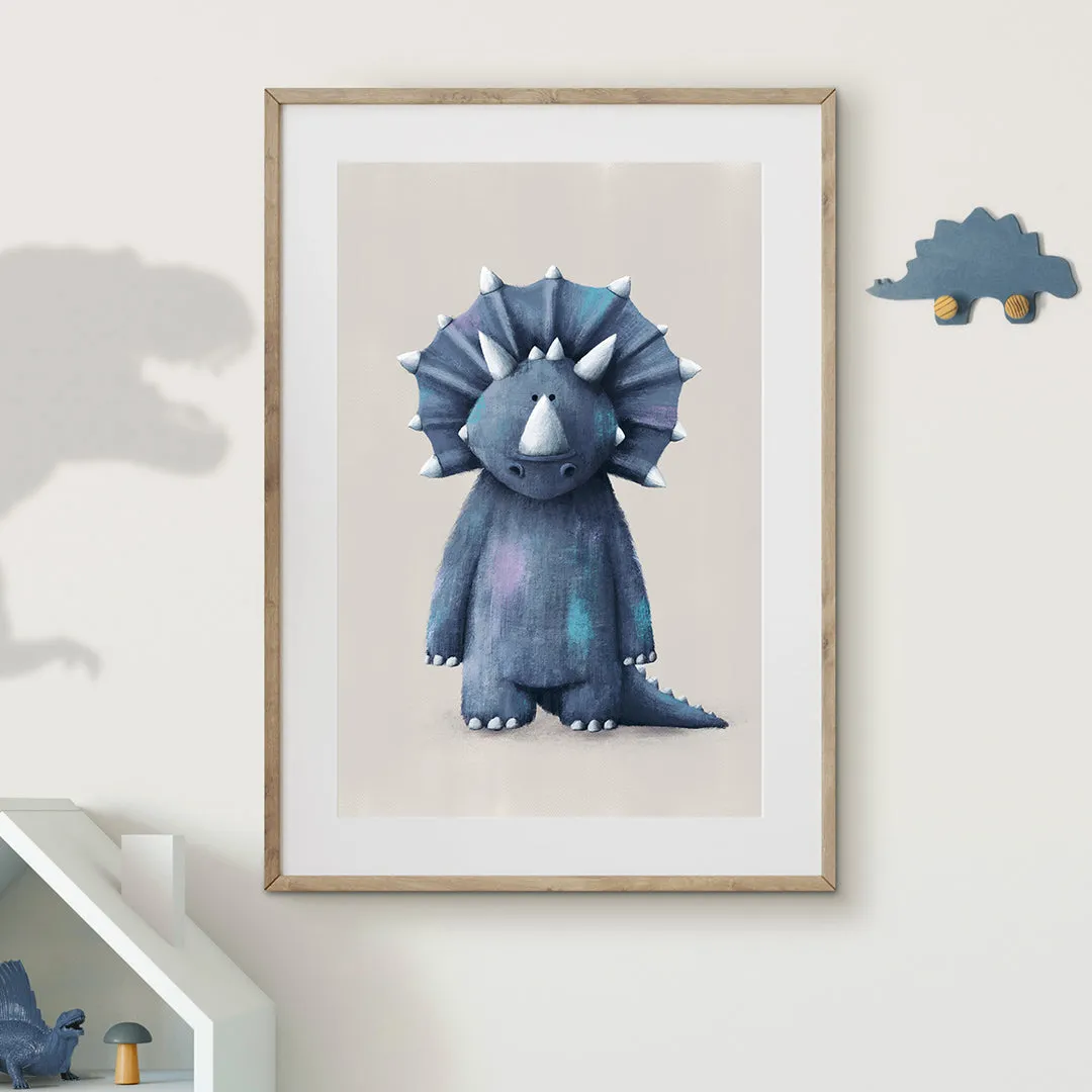 Tigercub Prints - Triceratops Dinosaur Nursery Print