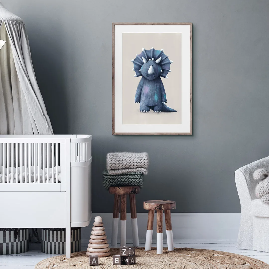 Tigercub Prints - Triceratops Dinosaur Nursery Print