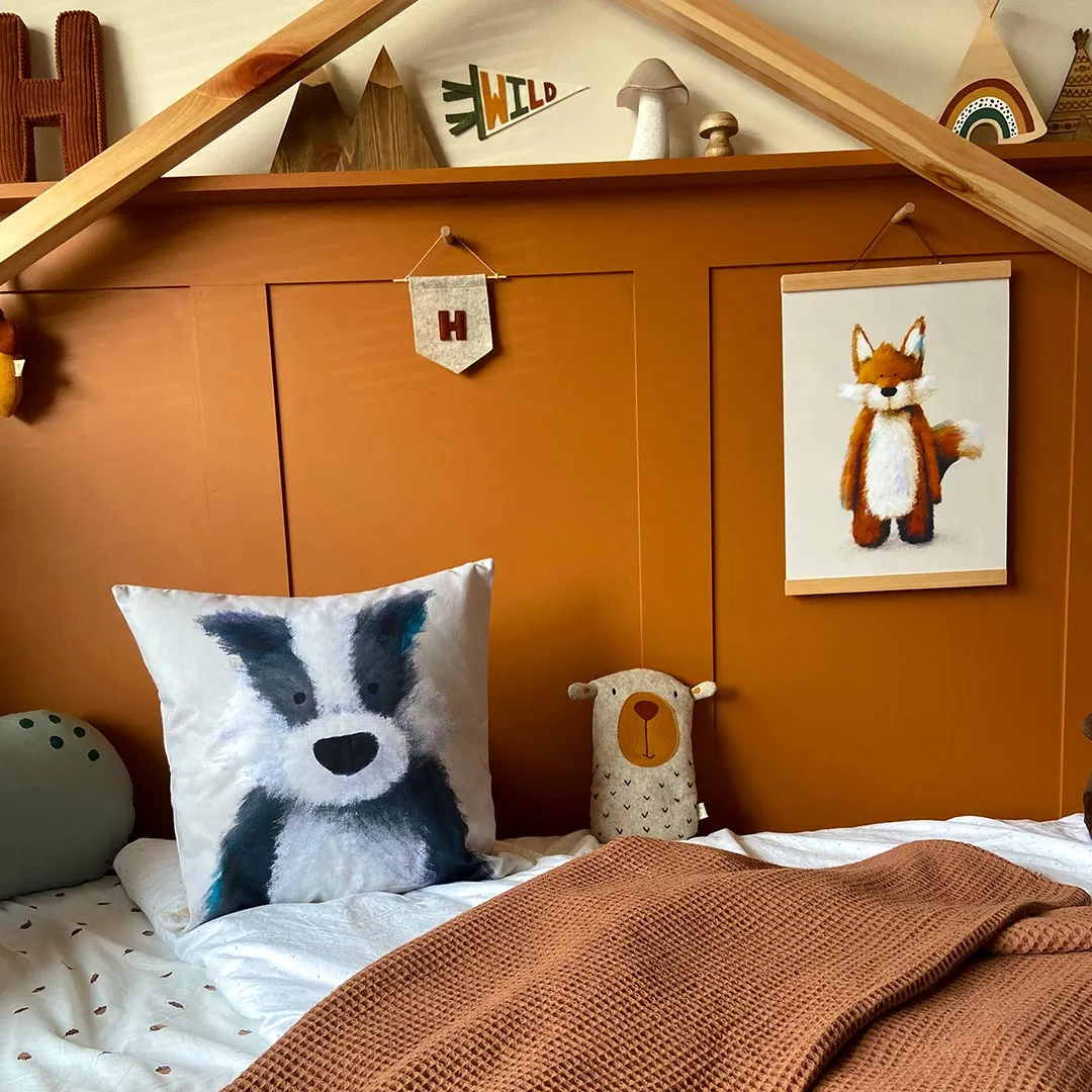 Tigercub Prints - Woodland Badger Nursery Cushion Cover
