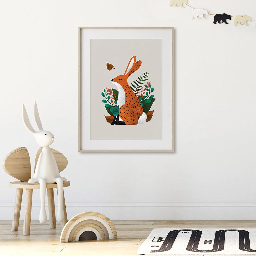 Tigercub Prints Woodland Friends - Fox, Owl and Hare Neutral Scandi Nursery Prints