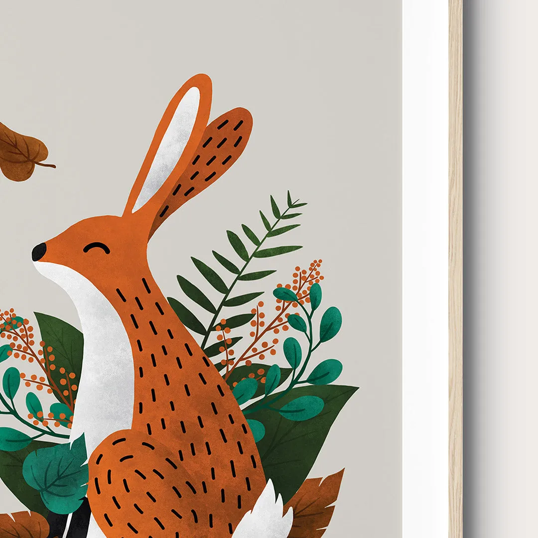 Tigercub Prints Woodland Friends - Fox, Owl and Hare Neutral Scandi Nursery Prints