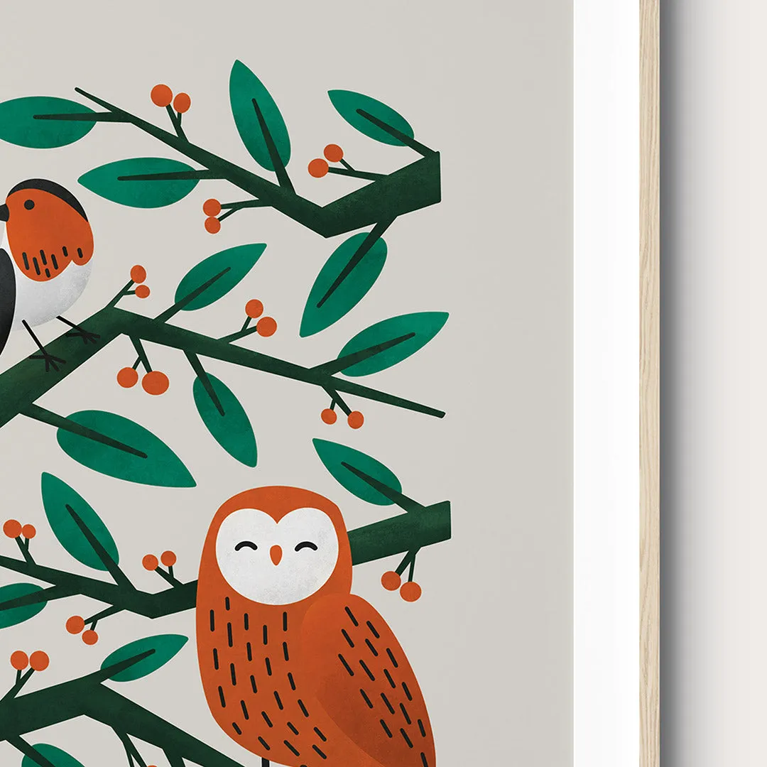 Tigercub Prints Woodland Friends - Fox, Owl and Hare Neutral Scandi Nursery Prints