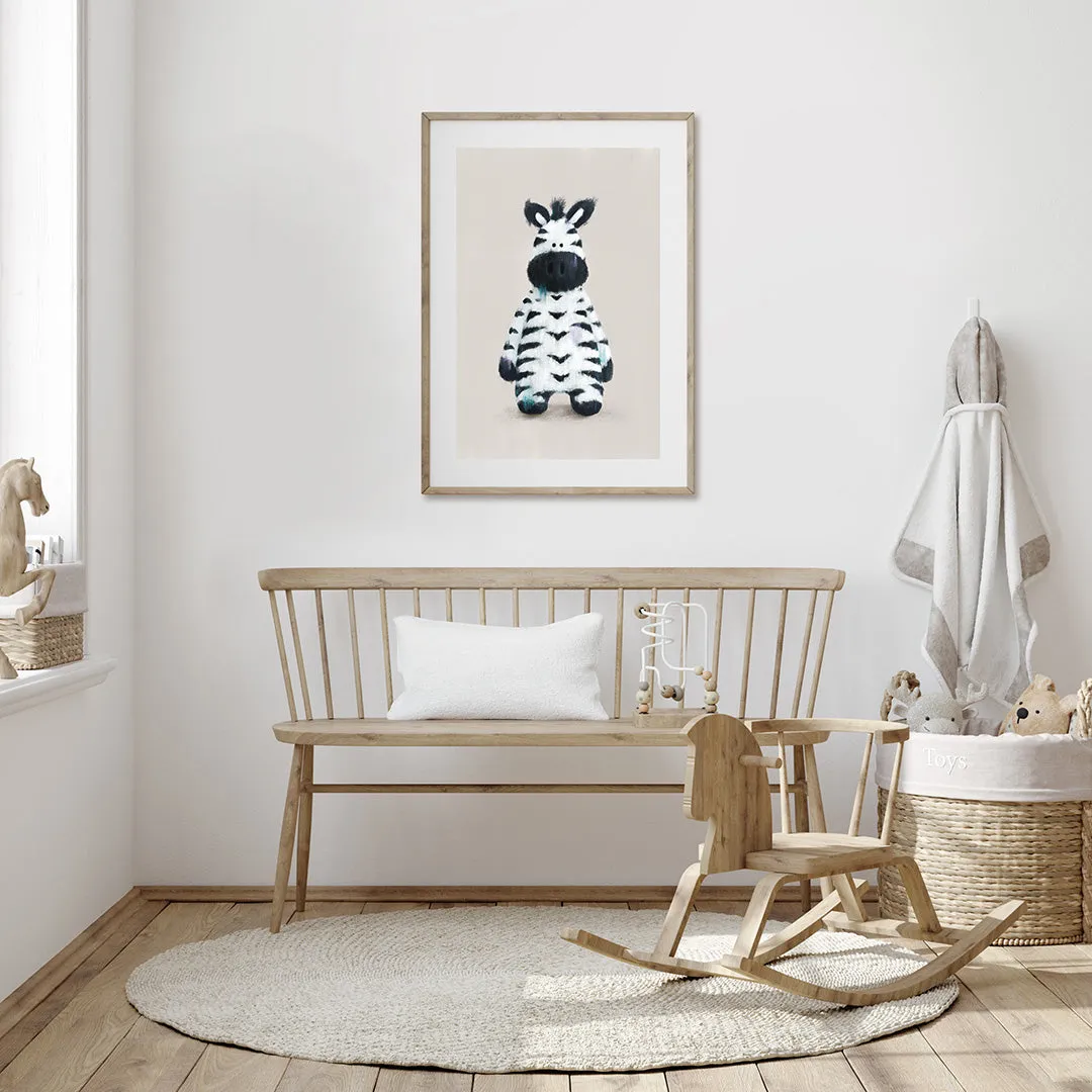 Tigercub Prints Zara the Zebra Safari Nursery Print (Neutral)