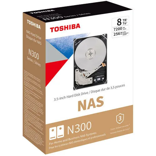 Toshiba N300 NAS internal hard drive 8 TB 7200 RPM 256 MB 3.5" Serial ATA III