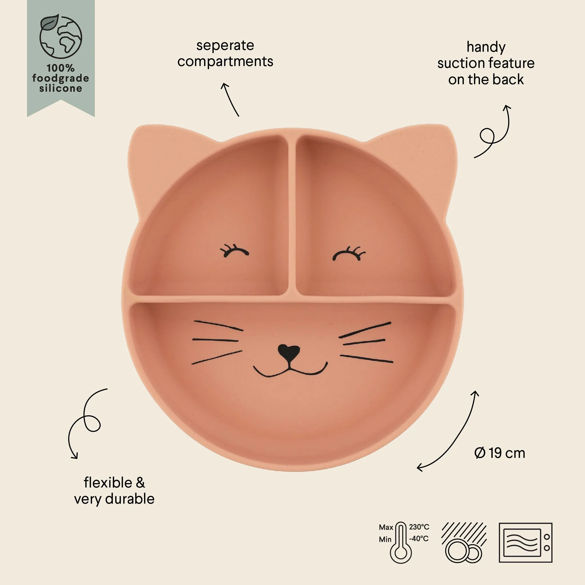 Trixie Silicone Divided Suction Plate - Mrs. Cat