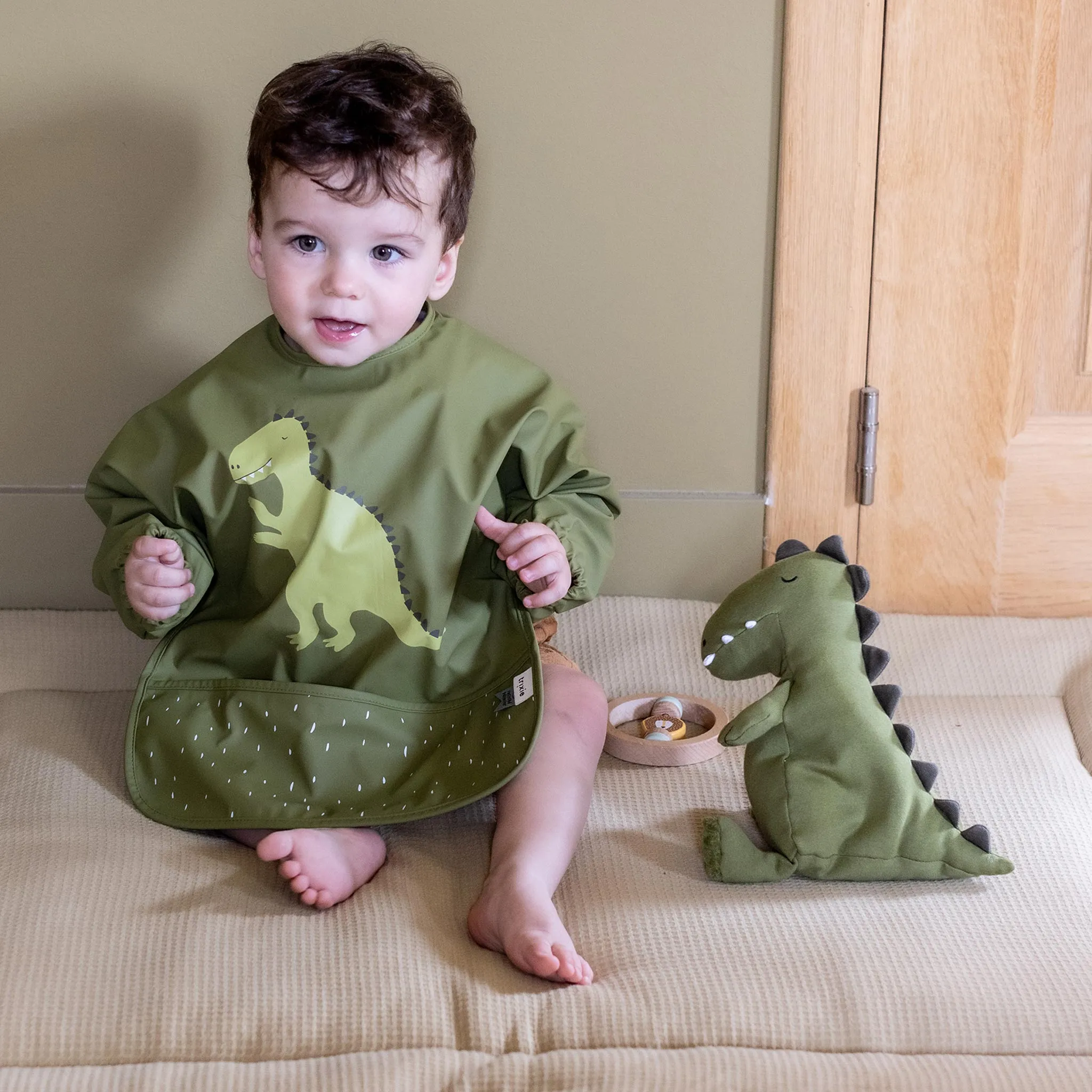 Trixie Waterproof Long Sleeve Bib - Mr. Dino