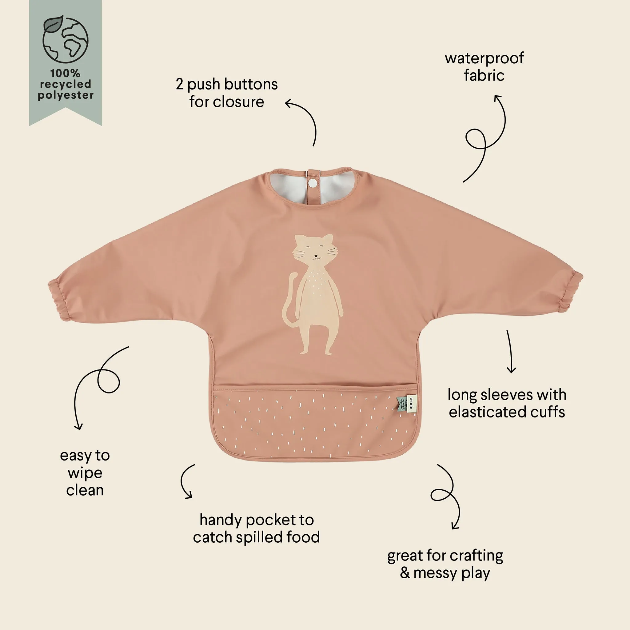 Trixie Waterproof Long Sleeve Bib - Mrs. Cat