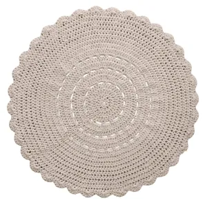 Zuri House Crochet Doily Rug - Beige