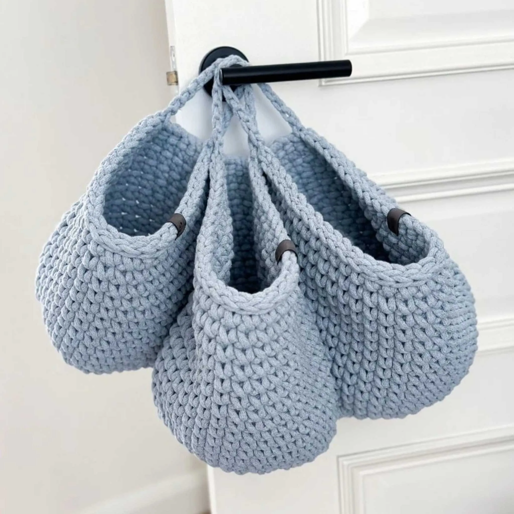 Zuri House Crochet Hanging Bags - Baby Blue