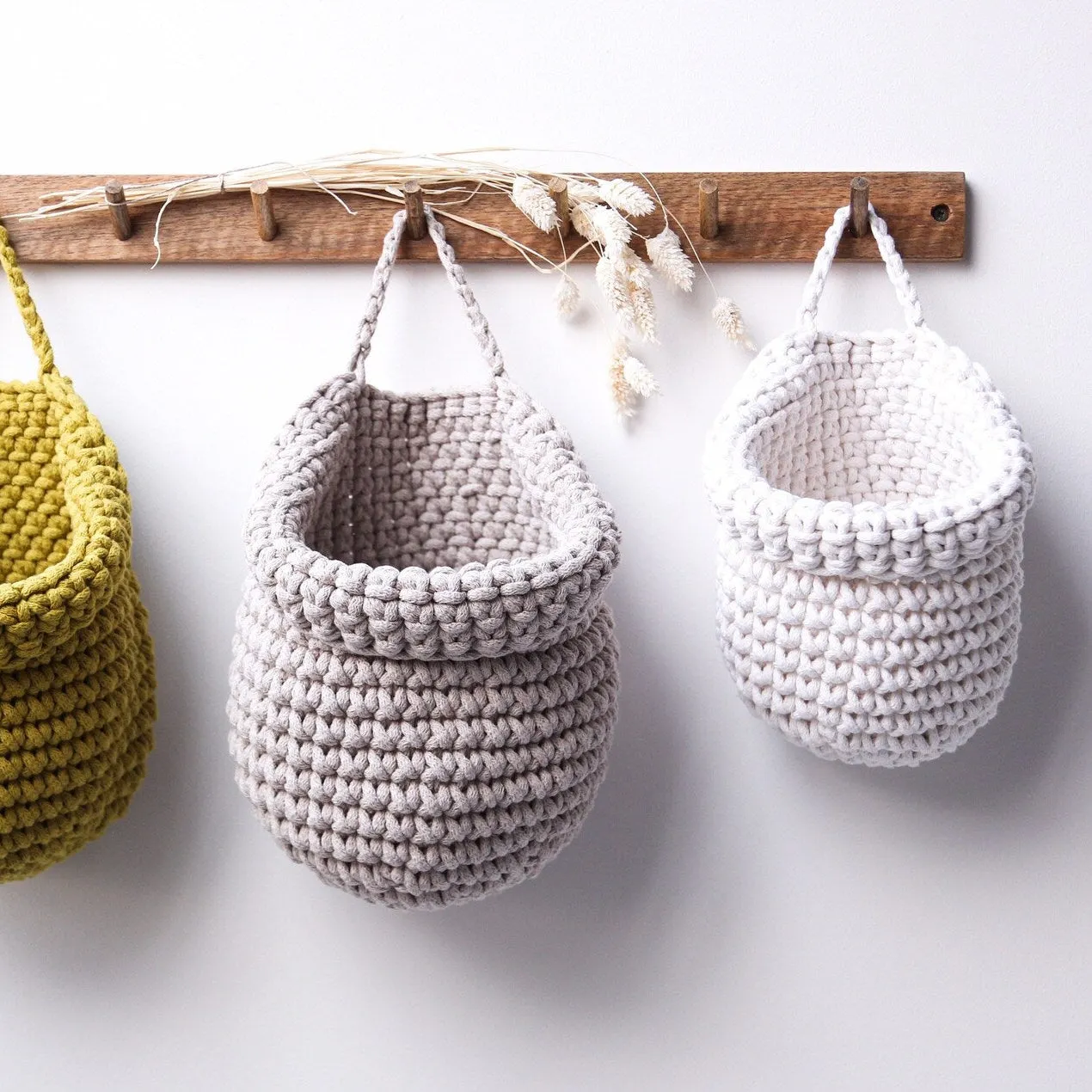 Zuri House Crochet Hanging Bags - Oatmeal