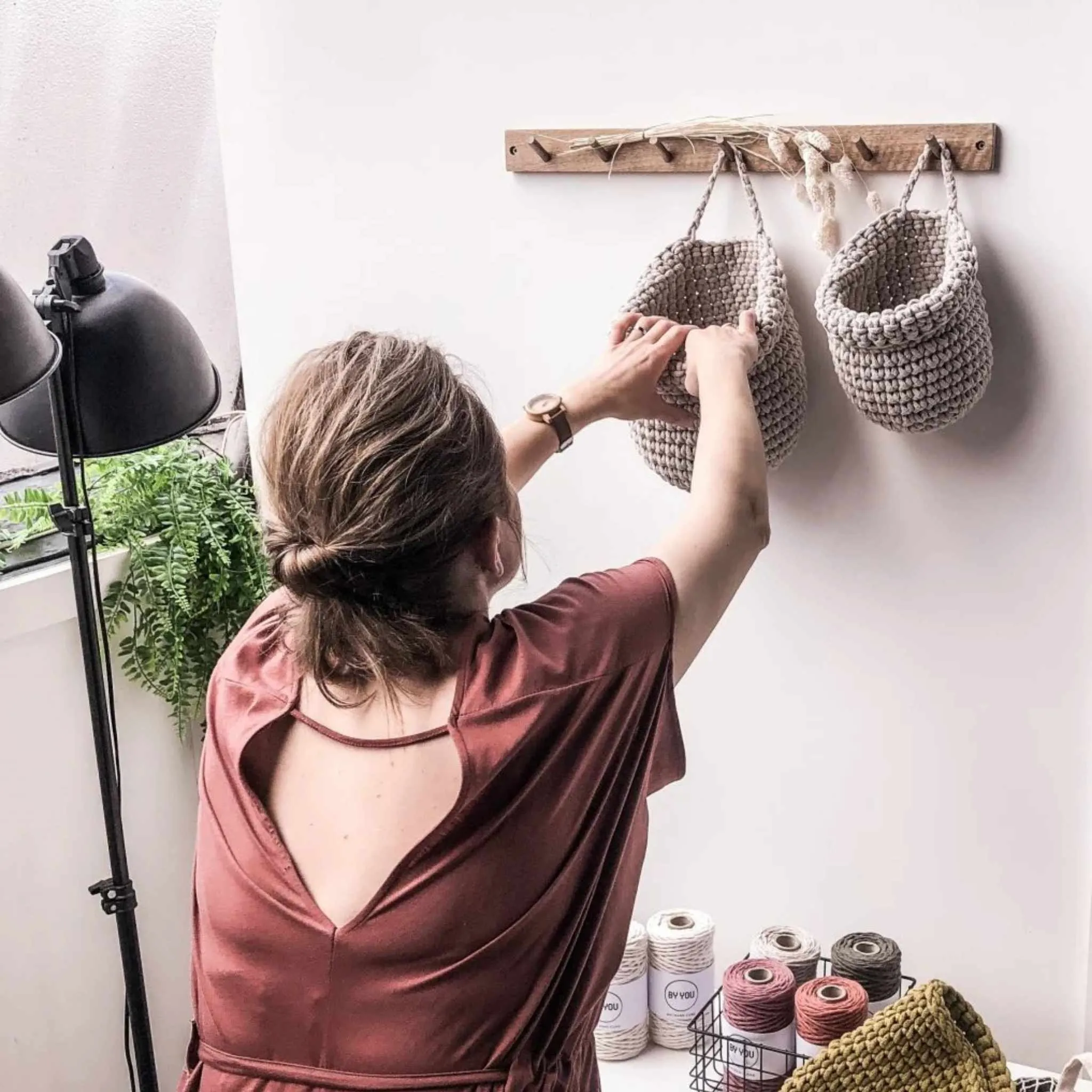 Zuri House Crochet Hanging Bags - Oatmeal