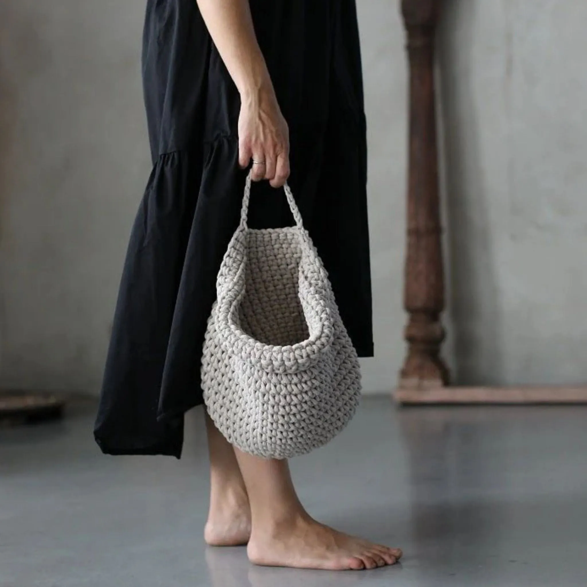 Zuri House Crochet Hanging Bags - Oatmeal