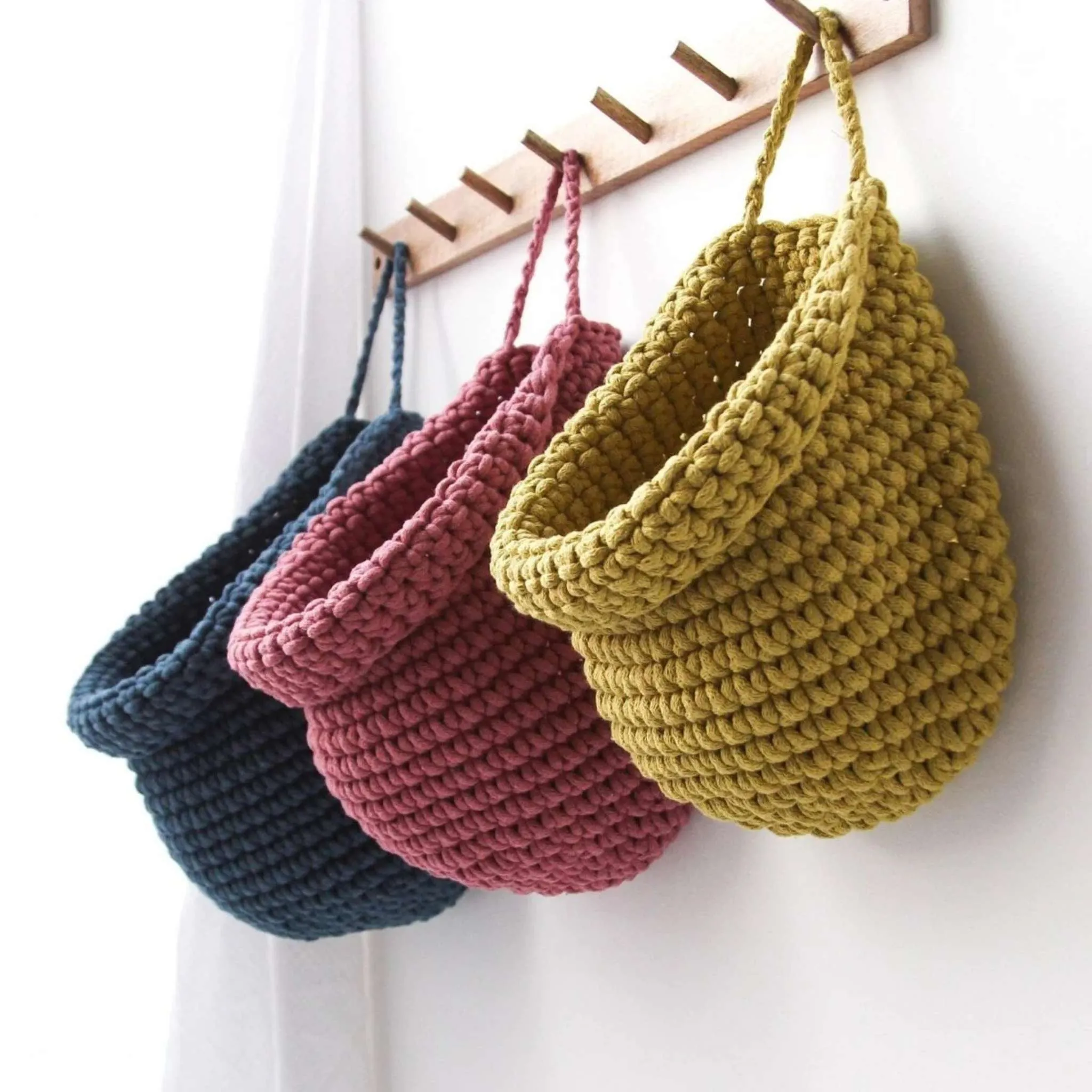 Zuri House Crochet Hanging Bags - Old Rose