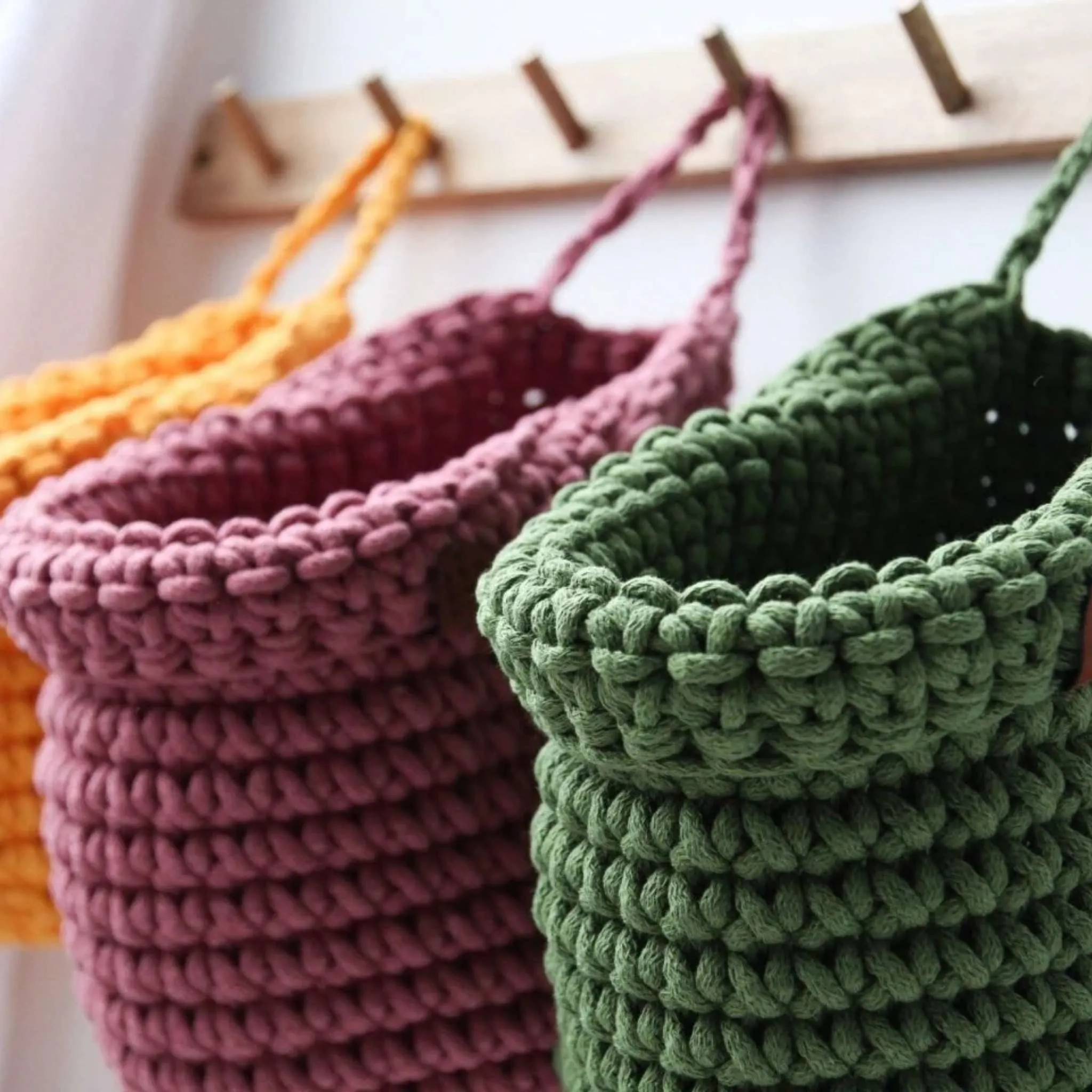 Zuri House Crochet Hanging Bags - Old Rose
