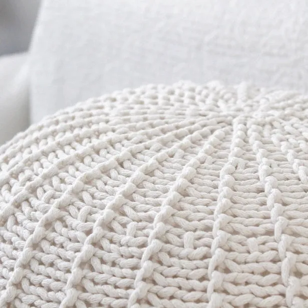 Zuri House Large Knitted Pouffe - Ivory