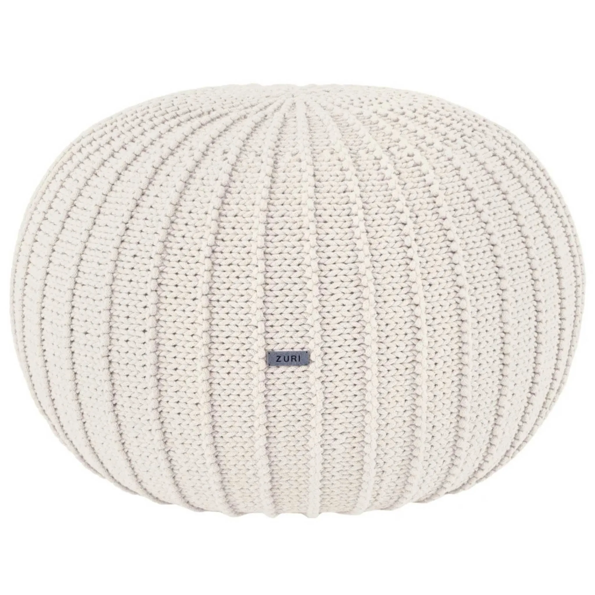 Zuri House Large Knitted Pouffe - Ivory